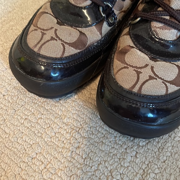 Coach Tan and Black Monogram Lace-Up Boots - Picture 2 of 7